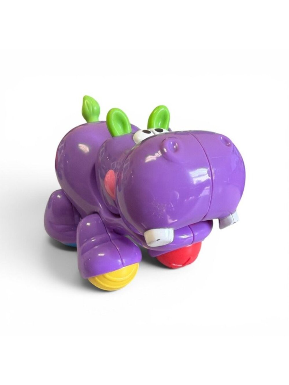Fisher-Price Purple Roll-Around Hippo Toy With Multicolor Wheels For Infants & T